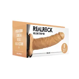 RealRock Hollow Strap-On System 20.5 cm Adjustable Harness Beige