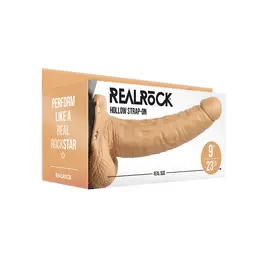 RealRock Šuplji Intimni Sistem sa Testisima 23 cm Podesivi Crni