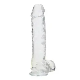REALROCK Crystal Clear 28 cm Intimna Mašina sa Bazom i Testisima