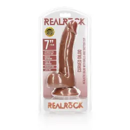 RealRock Zakrivljeni silikonski model sa usisnom čašicom 18 cm Bež