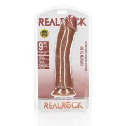 RealRock Zakrivljeni silikonski intimni uređaj 23 cm sa usisnom čašicom Bež
