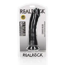 RealRock Zakrivljena silikonska intimna mašina sa usisnom čašicom 23 cm Bež