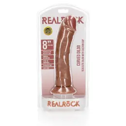 RealRock Silikonski zakrivljeni model 20.5 cm sa usisnom čašicom, prirodna bež