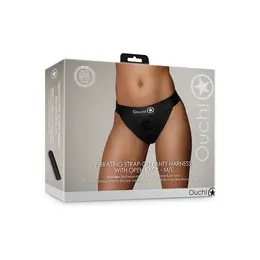 Sincerely Je Joue Vibrating Strap-On Harness Open Back M/L Black