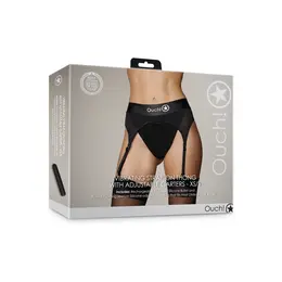 Shots Vibrirajući tanga harness sa podesivim podvezicama Crna XS/S