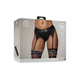 Shots Vibrantni Strap-On Tanga sa Podesivim Podvezicama M/L Crna