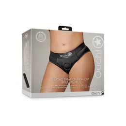 Sinner Gear Vibrantni Visoko Rezani Strap-On Gaćice XL/XXL Crna Punjive