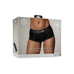 Sincerely Vibrating Strap-On Brief Black M/L - Intimate Wear with 10-Speed Bullet
