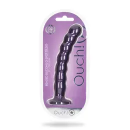 Ouch! Silikonski Model sa Perlicama 20.5cm Metalik - Intimna Mašina sa Usisnom Čašicom
