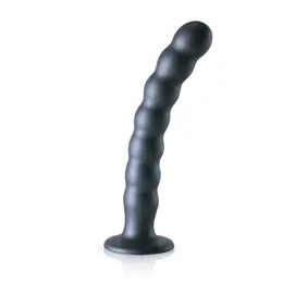 Ouch! Silikonski Intimni Uređaj sa Perlicama 20.5cm Metalik sa Usisnom Bazom