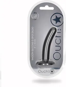 Ouch! Glatki silikonski intimni model 12 cm metalik sa usisnom čašicom