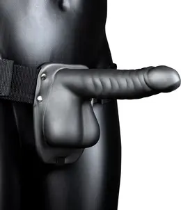 Ouch! Ribbed Hollow Strap-On 21 cm - Adjustable Intimate System with Balls
