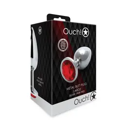 Ouch! Aluminijumski intimni čep Large sa okruglom gem bazom - Srebrni