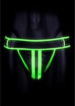 Ouch! Glow in the Dark Jockstrap L/XL - Neon Green Adjustable Strap