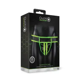 OUCH! Jockstrap L/XL koji svetli u mraku - Podesivi fluorescentno zeleni