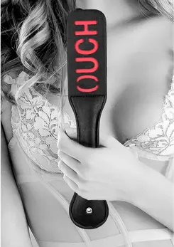 OUCH Bonded Leather Paddle - Ušiveni alat za udaranje, crni