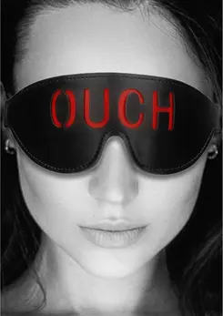 OUCH Bonded Leather povez za oči - Crvena slova, podesiva traka