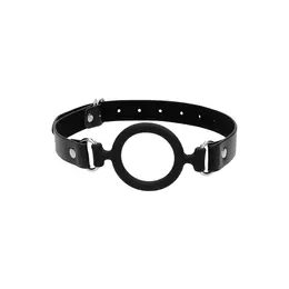 Master Series Silikonski podesivi restriktivni prstenasti gag crni 4cm