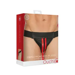 Svenjoyment Plain Front Zip Leather Jockstrap Black L/XL