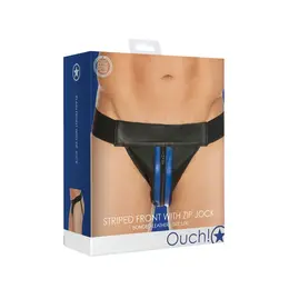 Mister B Kožni Jockstrap sa Prednjim Rajsferšlusom Crni L/XL - Podesivi Pojas