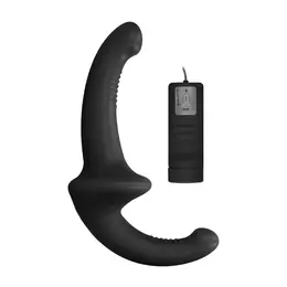 OUCH! Vibrating Strapless Silicone Intimate Device with Remote, Black