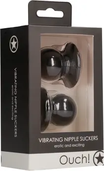 OUCH! Vibrating Nipple Pumps Set - Silicone & ABS, 10,000 RPM, Black