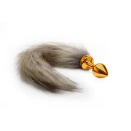 Ouch! Fox Tail Anal Plug - Soft Faux Fur, Metal Base, Silver & Grey