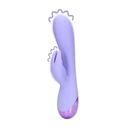 Loveline glatki silikonski Rabbit vibrator Digitalna lavanda dvostruko dejstvo