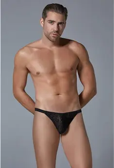Male Power L/XL Leopard Print Lace Jockstrap with Elastic Waistband