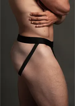 Male Power čipkani jock L/XL - Prozirna čipka intimni sistem podrške
