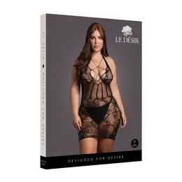 OSX Halter haljina Crna sa korset efektom i čipkom XL-4XL