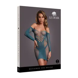 Shots Le Desir Dugi Rukav Mrežasta Mini Haljina S-XL Crni Mrežasti Akcenti