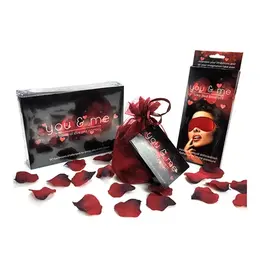 You and Me Romantic Couples Set with Game, Blindfold & Rose Petals