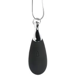 XR Brands Vibrating Teardrop Necklace Black Silicone - Fashionable Discreet Wearable