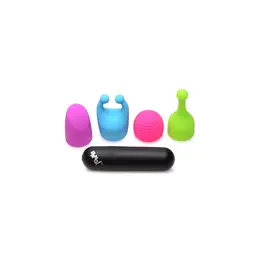XR Brands Rechargeable Bullet Set 4-in-1, Waterproof, Glow-in-the-Dark