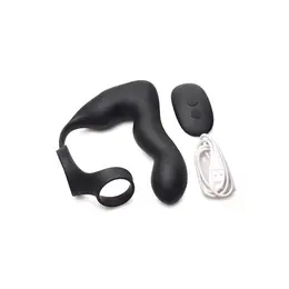 XR Brands Master Series Inflatable Vibrating Silicone Prostate Plug with Double Ring