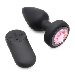 XR Brands Silicone Pink Gem Plug Small - Remote-Controlled Vibrating System