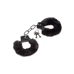 XR Brands Cuffed in Fur Podesive Lisice od Veštačkog Krzna Crne 4.5-7
