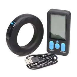 XR Brands Zeus Silicone Vibrating & E-Stim Ring with Remote, Black