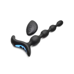 XR Brands Silicone Remote-Controlled Anal Beads Vibration & E-Stim 4-Step