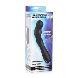 XR Brands Prostate Health Silicone Vibrating Beads Black USB Rechargeable