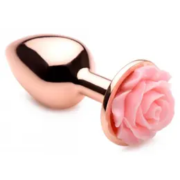 XR Brands Rose Gold Aluminium Plug Small Pink Flower Top