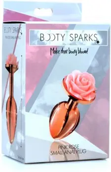 XR Brands Rose Gold Aluminium Plug Small Pink Flower Top
