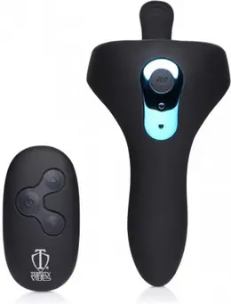 XR Brands Power Taint Silicone Dual Stimulation Ring Black Remote 4.4in
