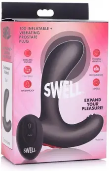 XR Brands Silicone Inflatable Prostate Massager with Vibration Black