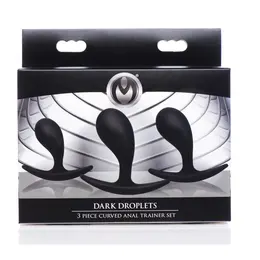 XR Brands Dark Droplets 3-delo Zakrivljeni Analni Trener Set Crni Silikon