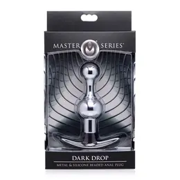 Dark Drop Metal Silicone Intimate Bead Plug Grey 4.3in