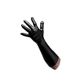XR Brands Pleasure Fister Crna Teksturirana Rukavica 39 cm TPR Univerzalna