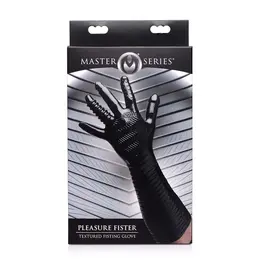 XR Brands Pleasure Fister Crna Teksturirana Rukavica 39 cm TPR Univerzalna