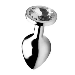 Booty Sparks Clear Gem Plug Medium - Aluminum, Crystal Base, Silver